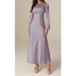 AW BRIDAL 2 XS purple haze satin Ginevra bridesmaid party maxi dress NEW 0B18